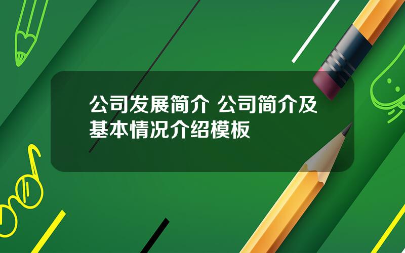 公司发展简介 公司简介及基本情况介绍模板